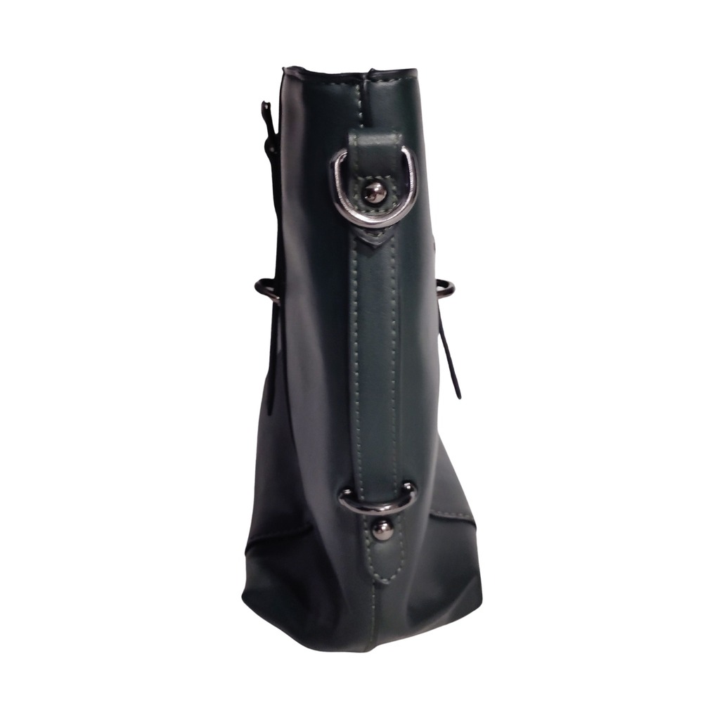 Mossimo Leather Laptop Tote Bag 13 inch Inside Messenger Bag Dark Green - Picture 4 of 14